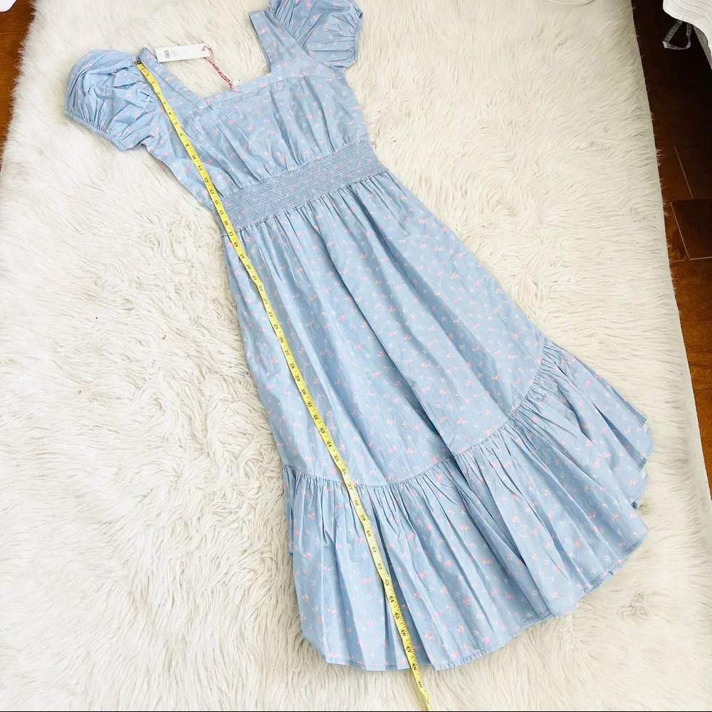🔥Sales- NWT LoveShackFancy X REVOLVE Begonia Dress in Baby Blue Pomme - Size S - Picture 11 of 14